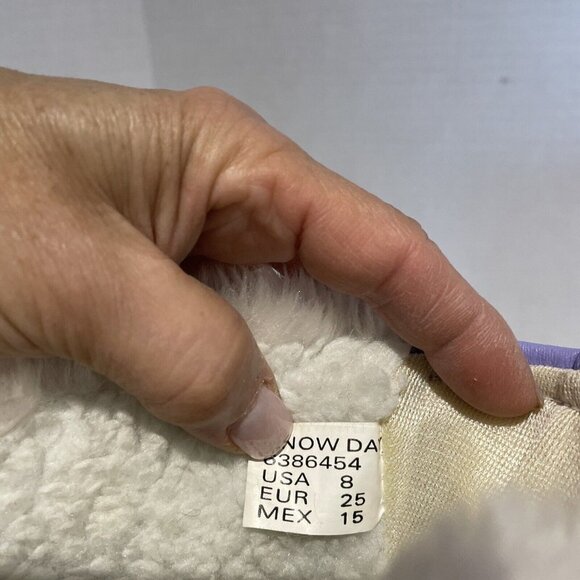 Outbrook Kids Snow Boots Child's Size 8 Faux Fur Lining Waterproof Purple White - Picture 10 of 14